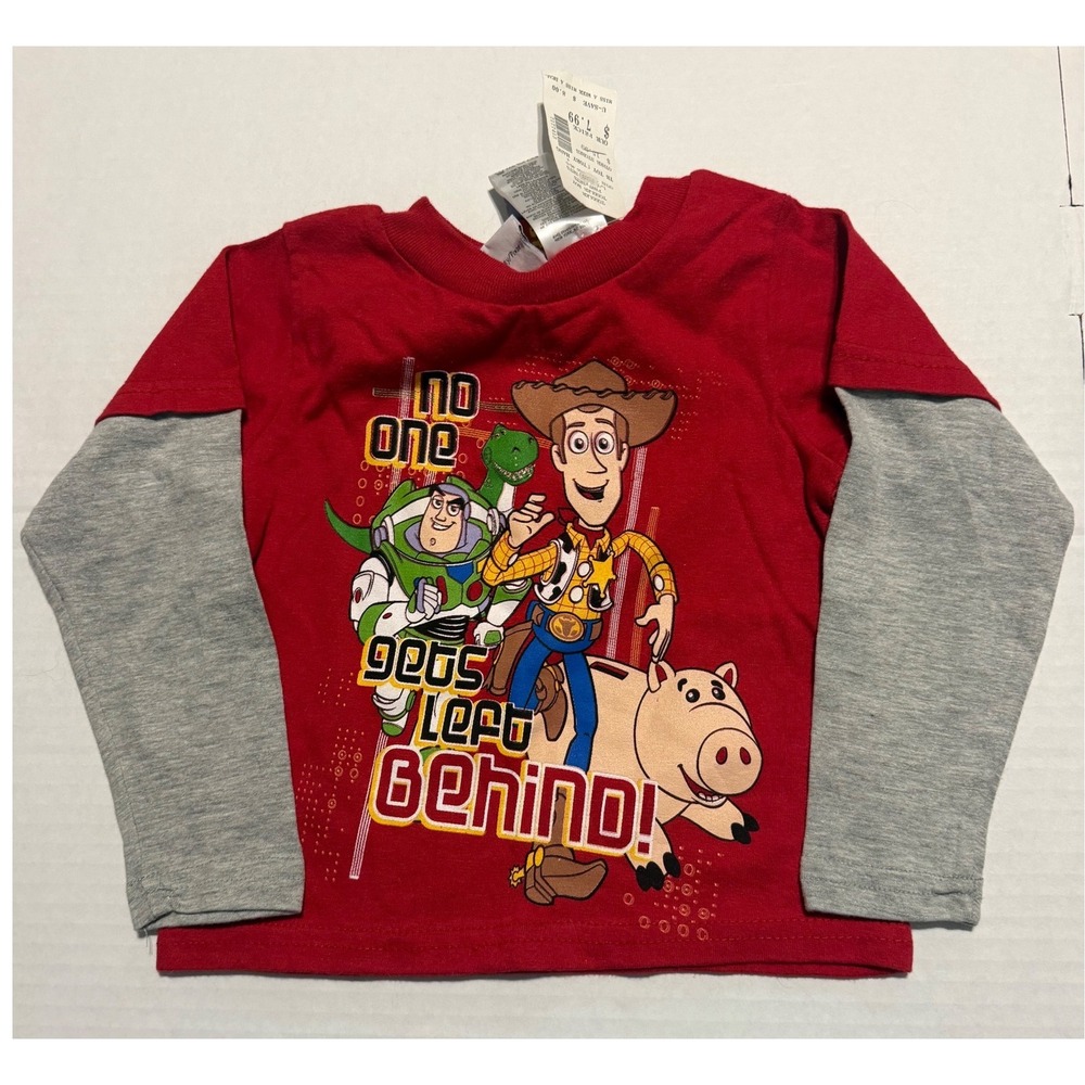 Disney Pixar Toy Story 3 Toddler Boy Red Layered Long Sleeve Graphic Tee 3T NWT